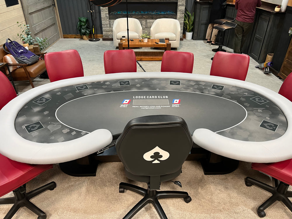 Custom-built poker table with premium felt and durable construction by No Tilt Custom Poker Tables.