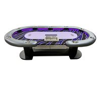 Custom-built Deadwood poker table with premium felt and a durable vinyl rail.
