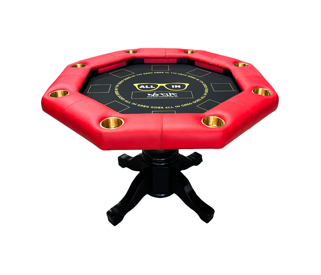 The Pinedale custom poker table featuring premium felt and a sleek, modern design.