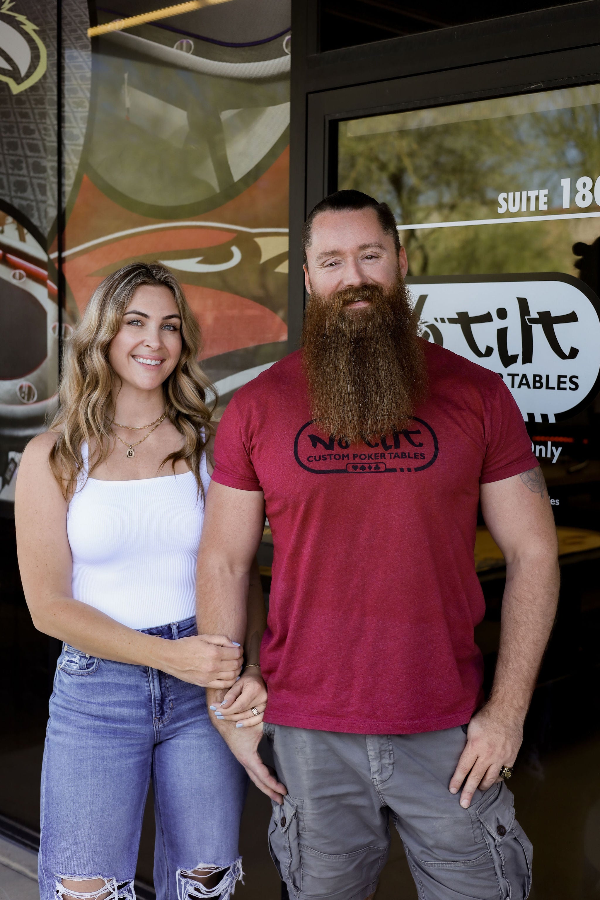 No Tilt’s hardworking team, committed to high-quality poker table craftsmanship.